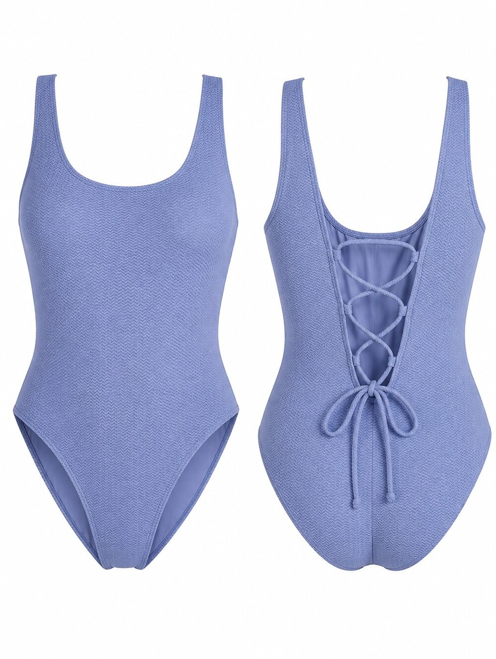 NWT Andie x Target One Piece Swimsuit M Purple Lace Up Back Textured Cruise
